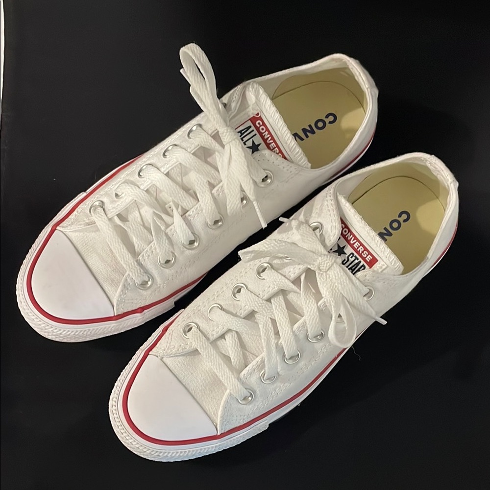 EUC Converse White and Red Chuck Taylor Sneakers - Picture 2 of 6